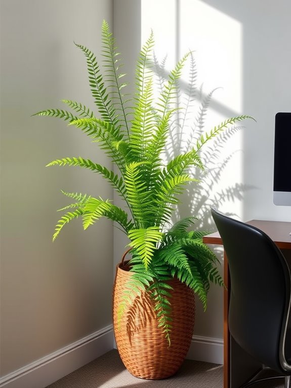 ferns arranged in basket