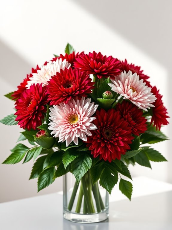 floral display with chrysanthemums