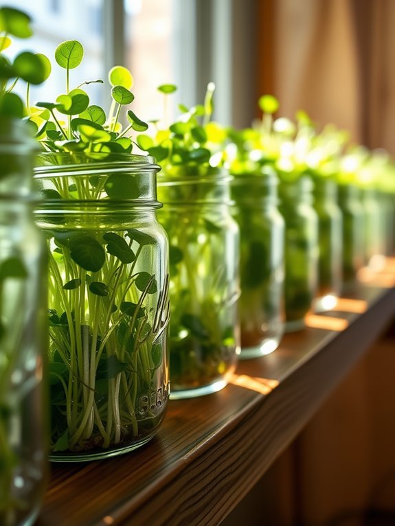 fresh microgreens in containers