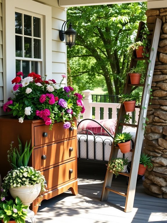 furniture turned into planters