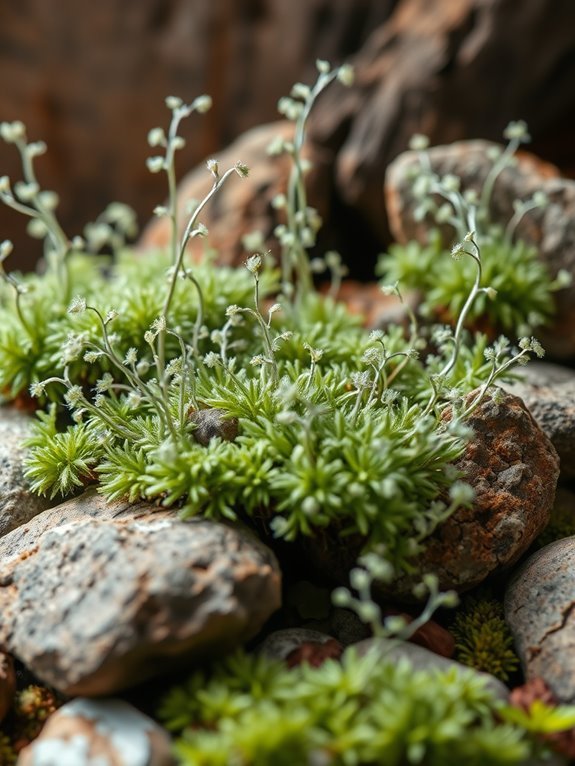 glistening green moss carpet