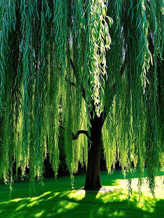 graceful drooping branches sway