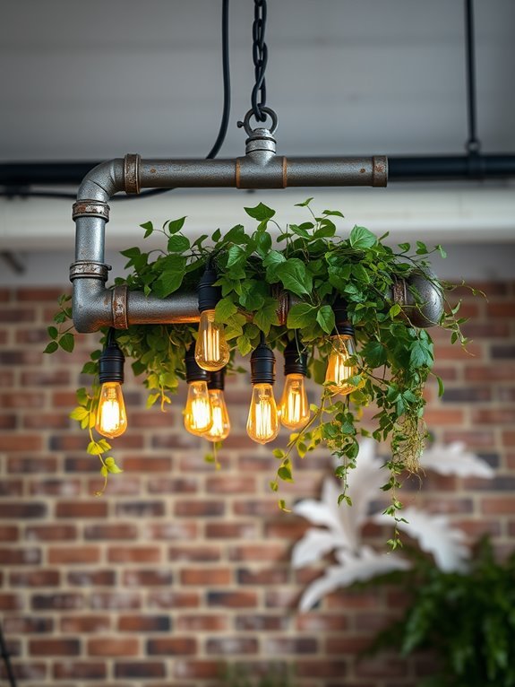 greenery adorned industrial light