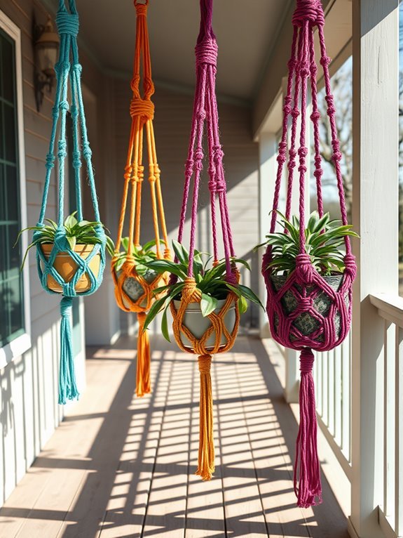 hand painted macrame plant hangers