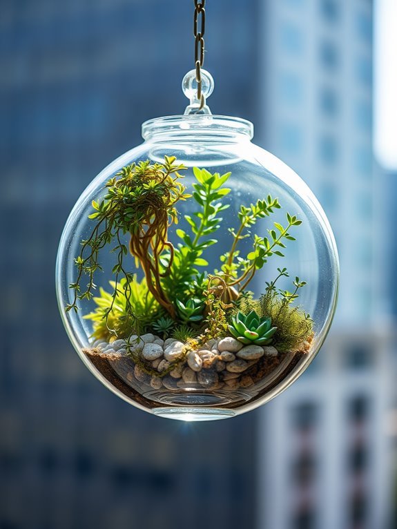 hanging fishbowl terrarium display