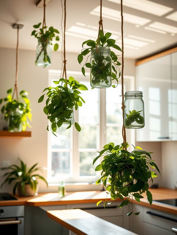 hanging glass jar planters