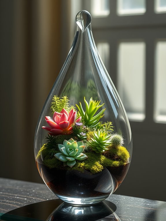 hanging glass plant display