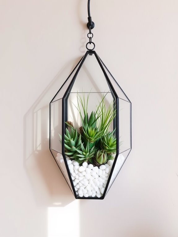 hanging glass plant display