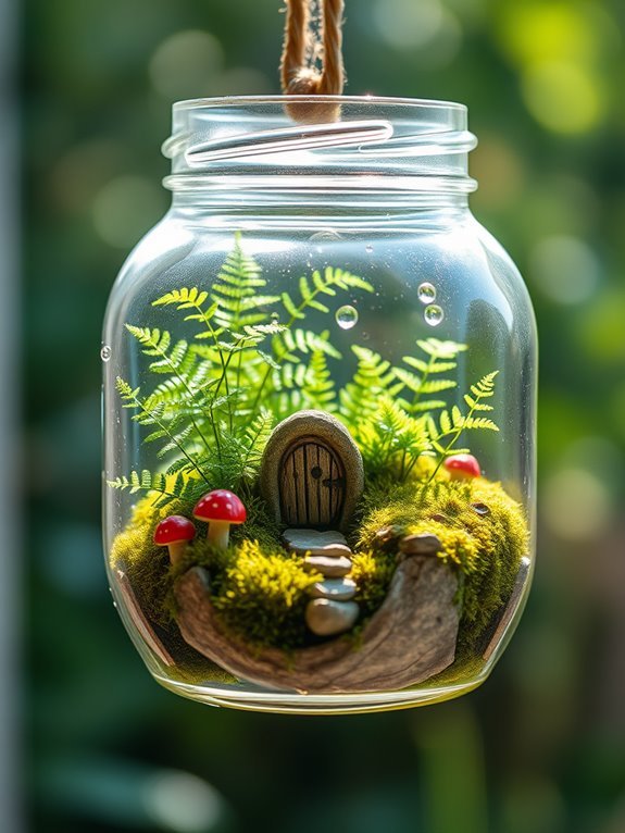 hanging jar fairy garden
