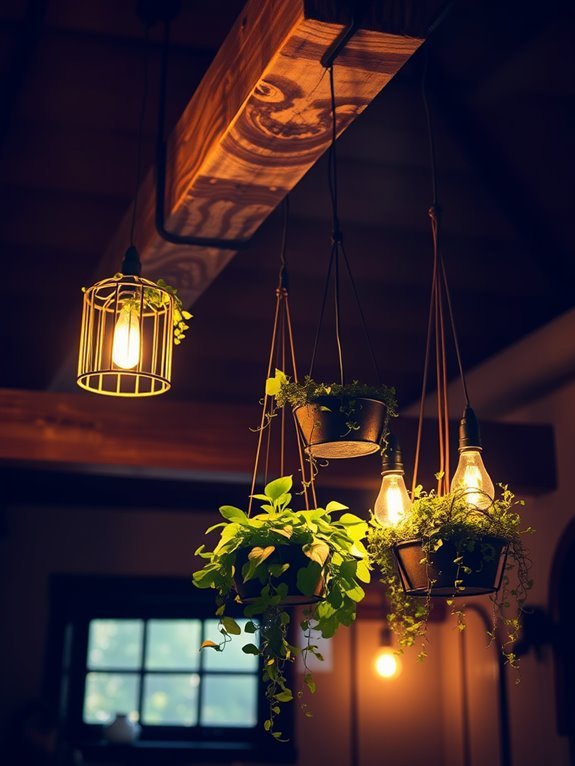 hanging planters on beams