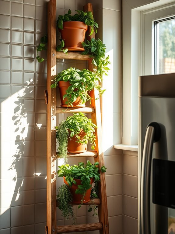 herb garden on ladder