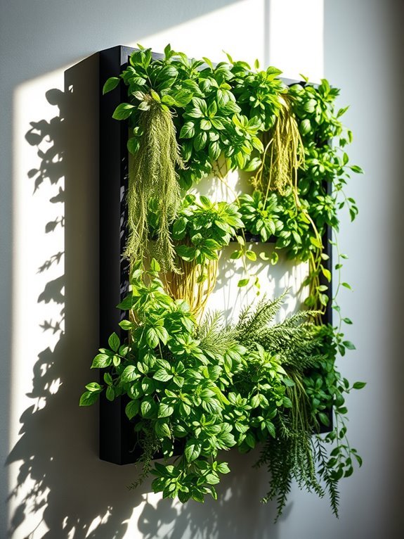 herbs growing on wall