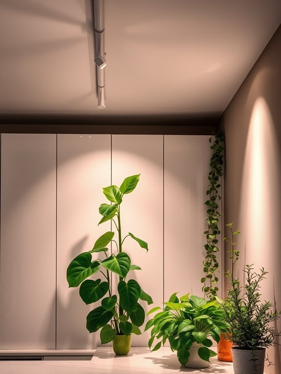 highlight plants with track lighting
