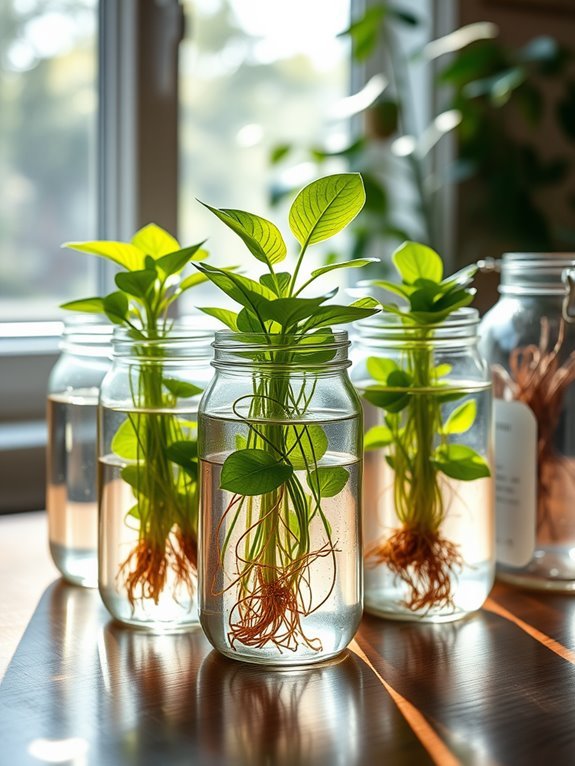 hydroponic glass jar setup