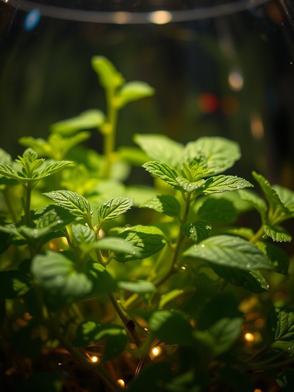 illuminated edible herb garden