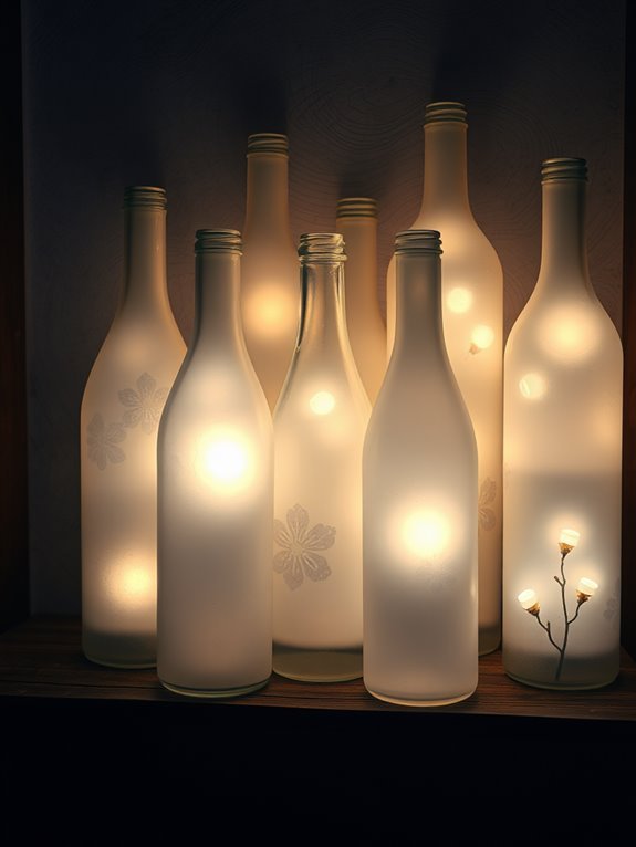 illuminated frosted glass bottles