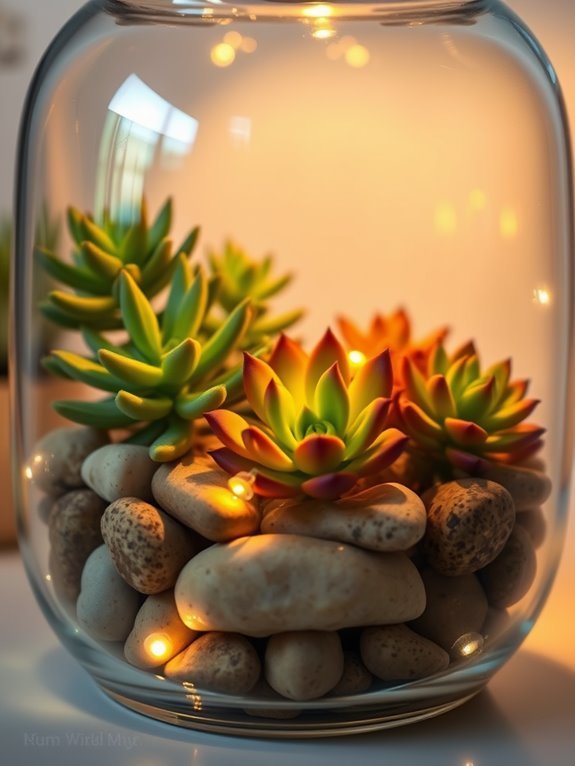 illuminated succulent stone garden