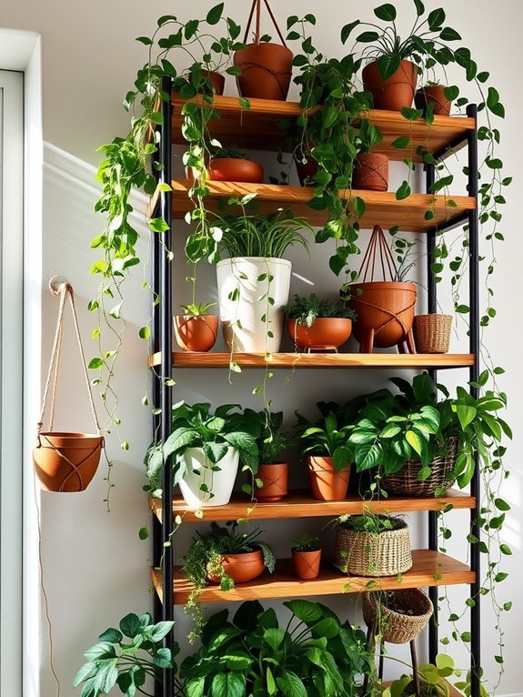indoor plant display shelf