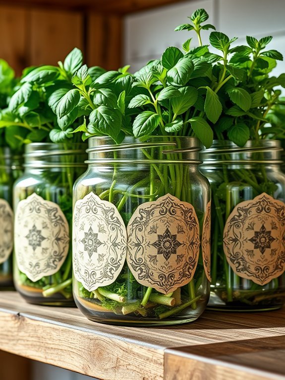 labeling kitchen herb containers