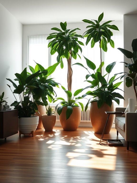 large pots with foliage