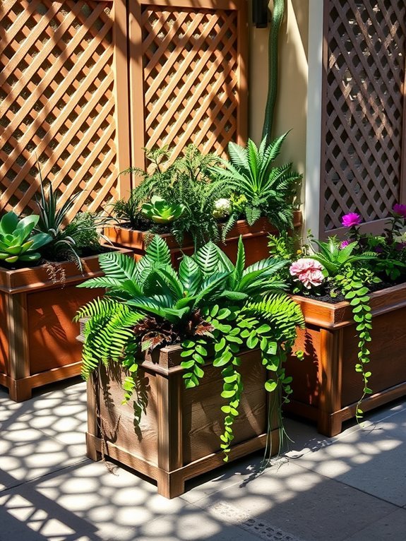 lattice designed planter boxes