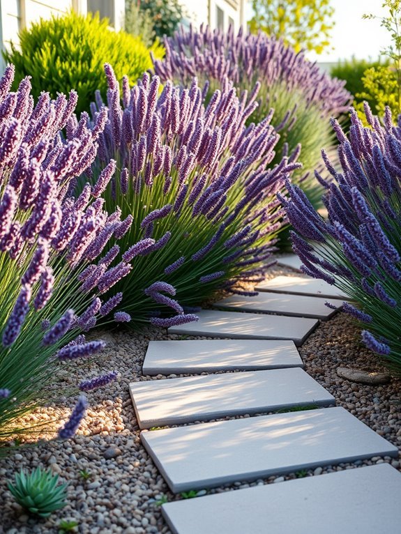 lavender colored flagstone pathway