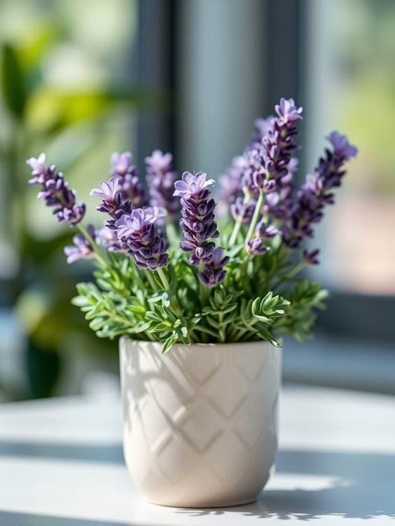 lavender in decorative pot