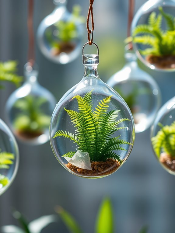 lush ferns in terrarium