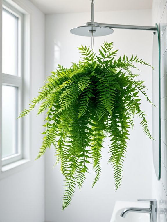 lush green hanging ferns