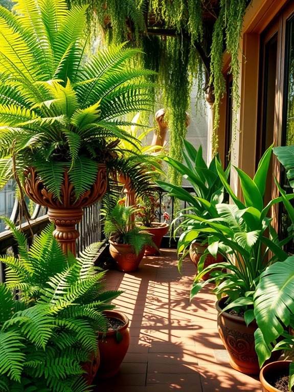 lush green spore bearing plants