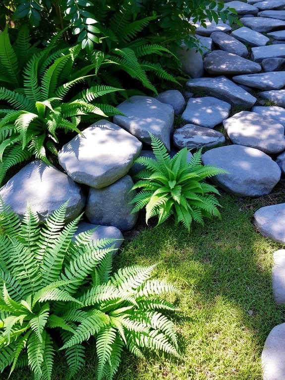 lush greenery meets rustic stone