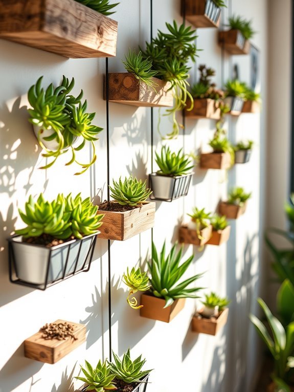 lush vertical succulent display