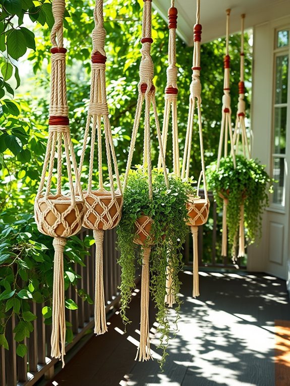 macrame with wooden accents