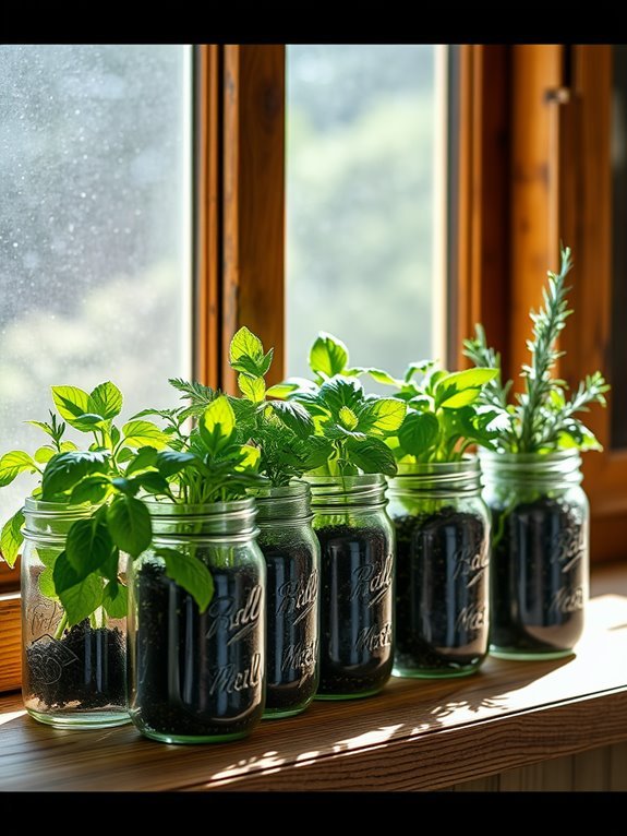 mason jars simplify herb harvesting