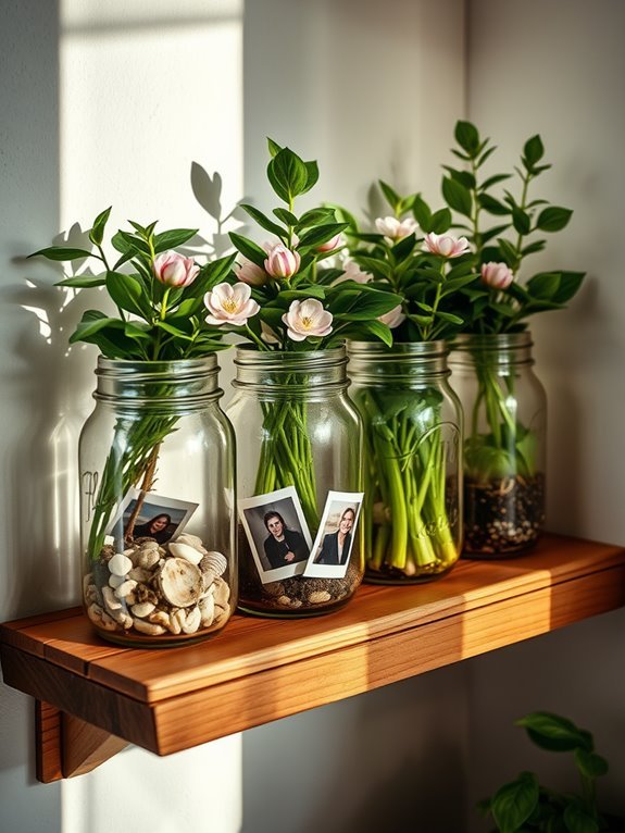 memory jars with plants