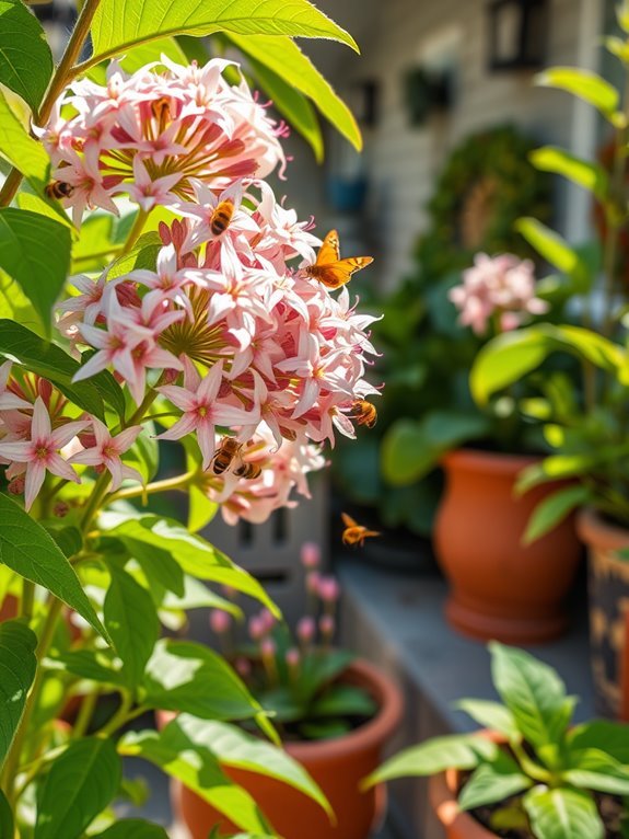 milkweed plant with butterflies