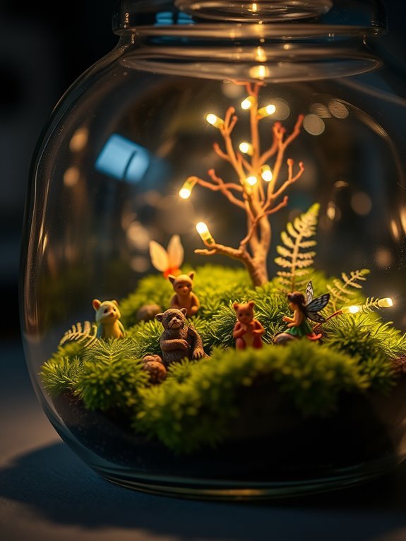 miniature figures in terrarium