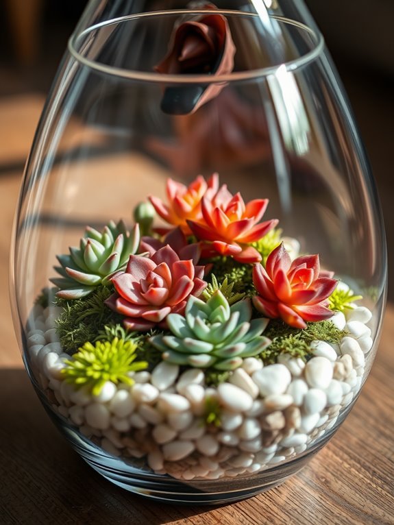 miniature succulent garden display