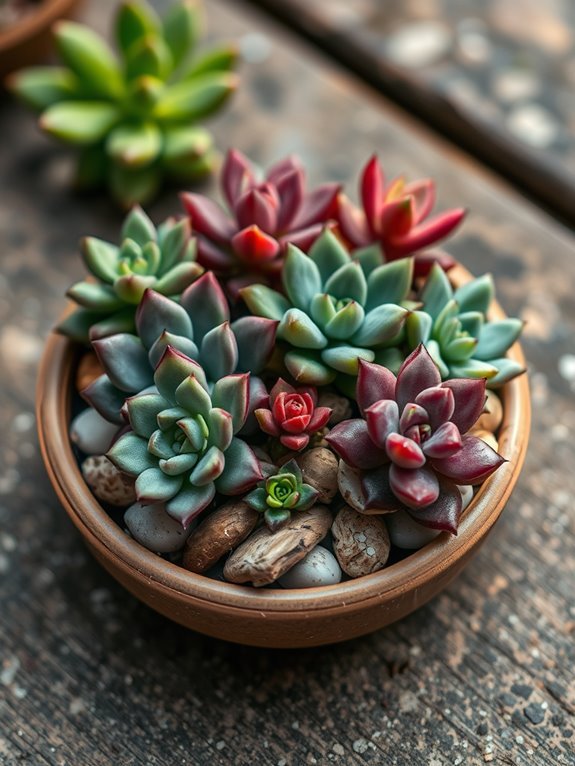 miniature succulent garden scene