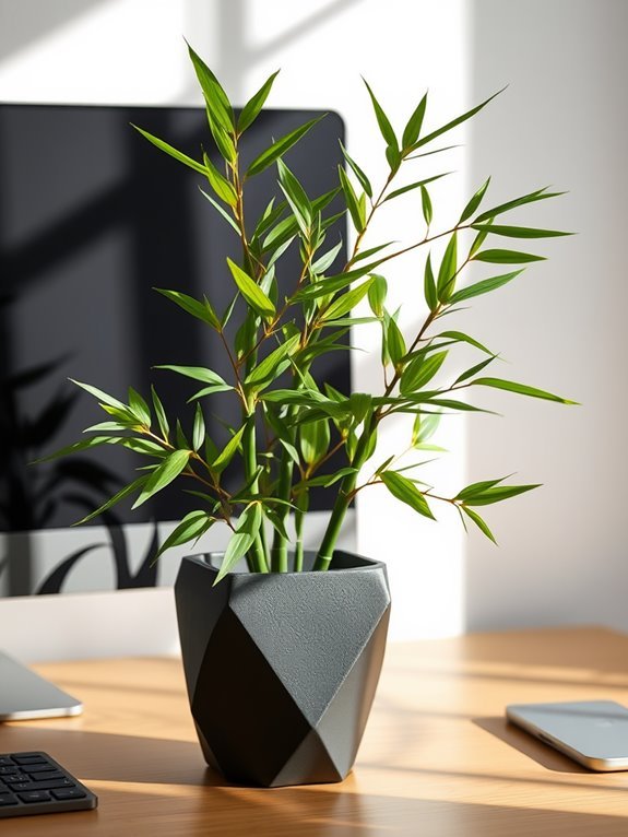 modern bamboo in geometric pot