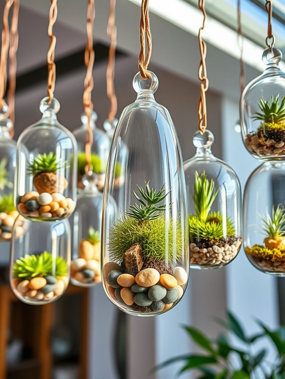 moss filled hanging terrarium design