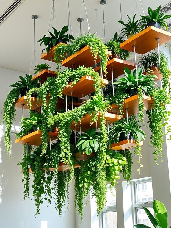 mounted shelves on ceiling