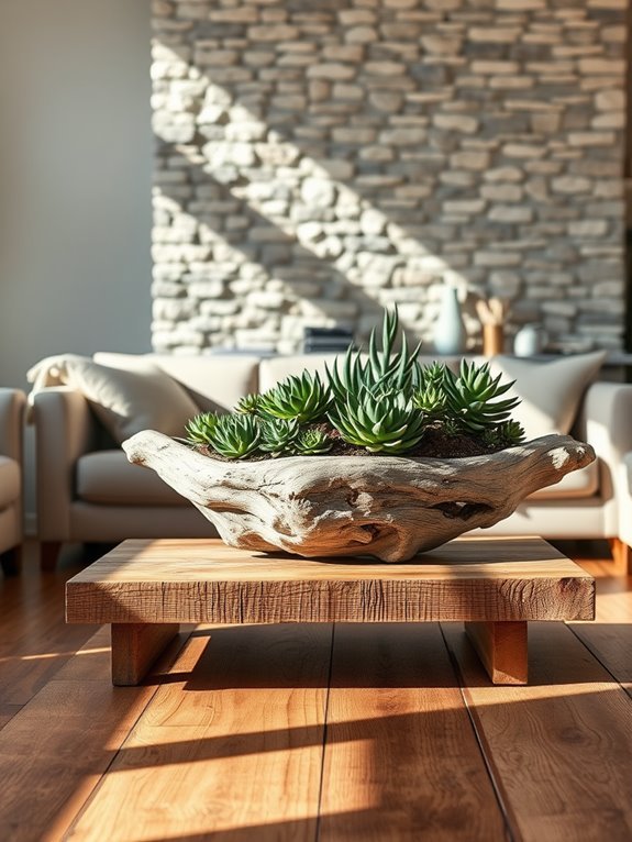 natural driftwood plant container