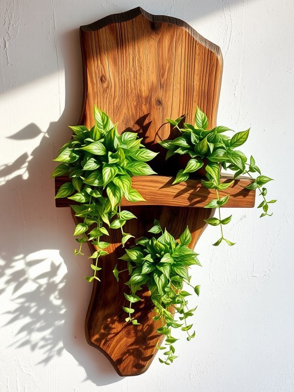 natural wood plant display