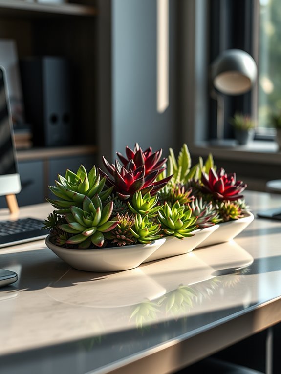 office desk succulent display