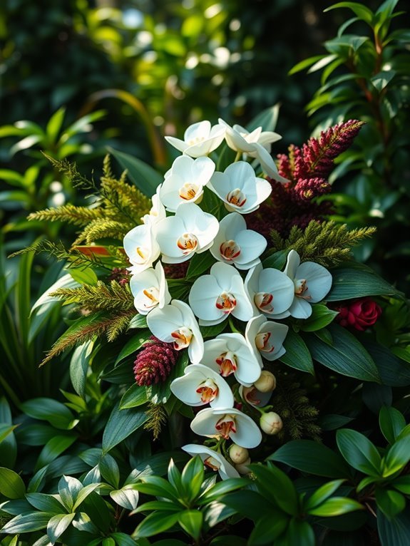 orchids amidst vibrant foliage