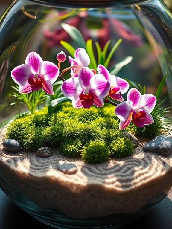 orchids in zen garden
