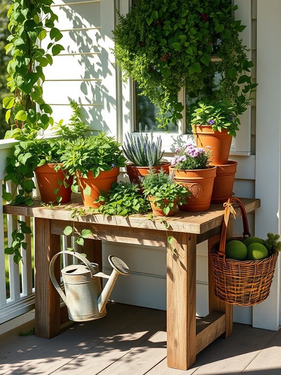 outdoor plant display setup