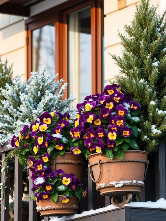pansies bloom evergreens thrive