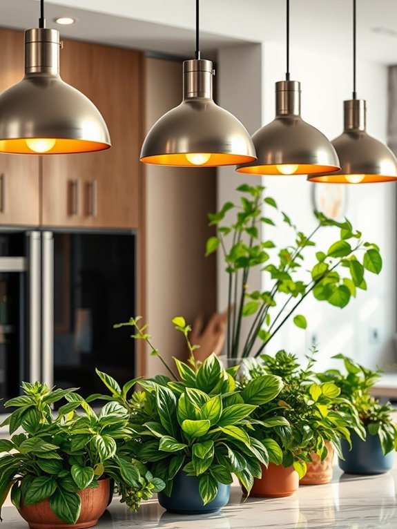 pendants illuminate plant spaces